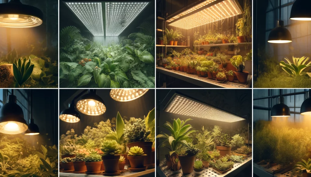 Close-Up Shots Of Different Lighting Setups And Their Effects On Various Plant Types