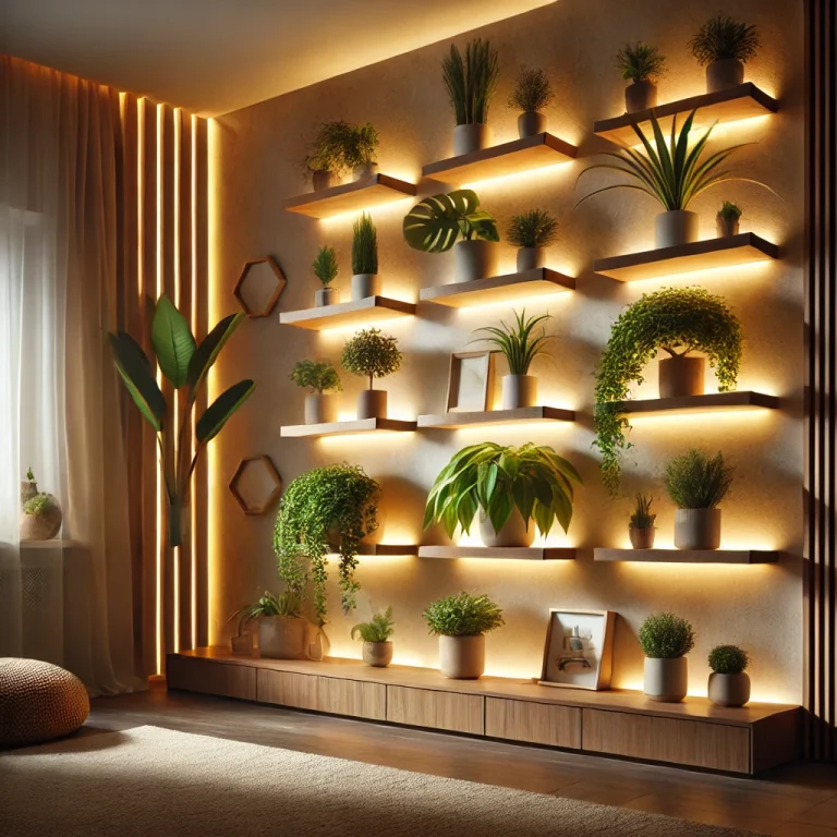 Floating Shelves Bloom with Creative House Plant Lights Ideas - 01