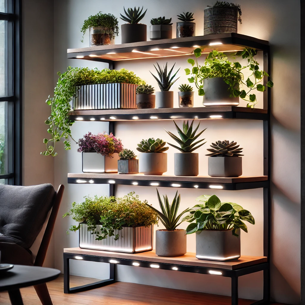 Incorporate Shelving With Plant Lighting Ideas - 02