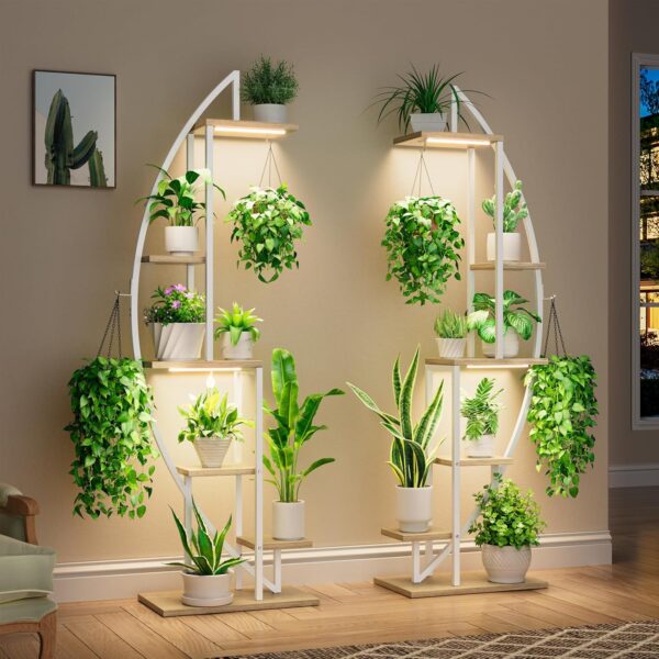 Indoor Grow Lights On Artistic Half-Moon Shelf 1